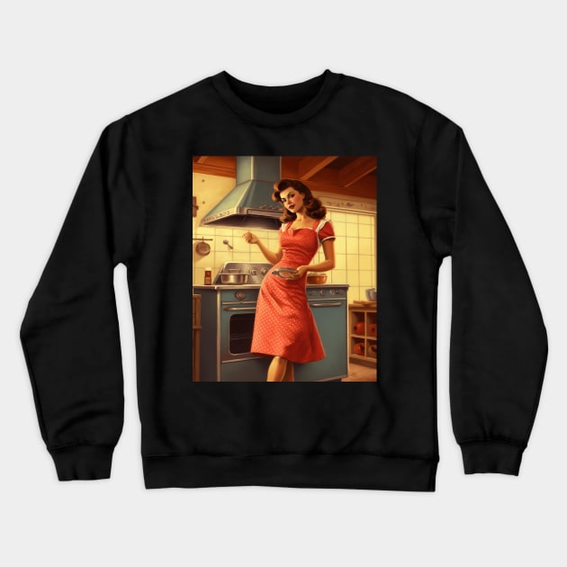 A Pin Up Girl in the Kitchen Crewneck Sweatshirt by goodoldvintage